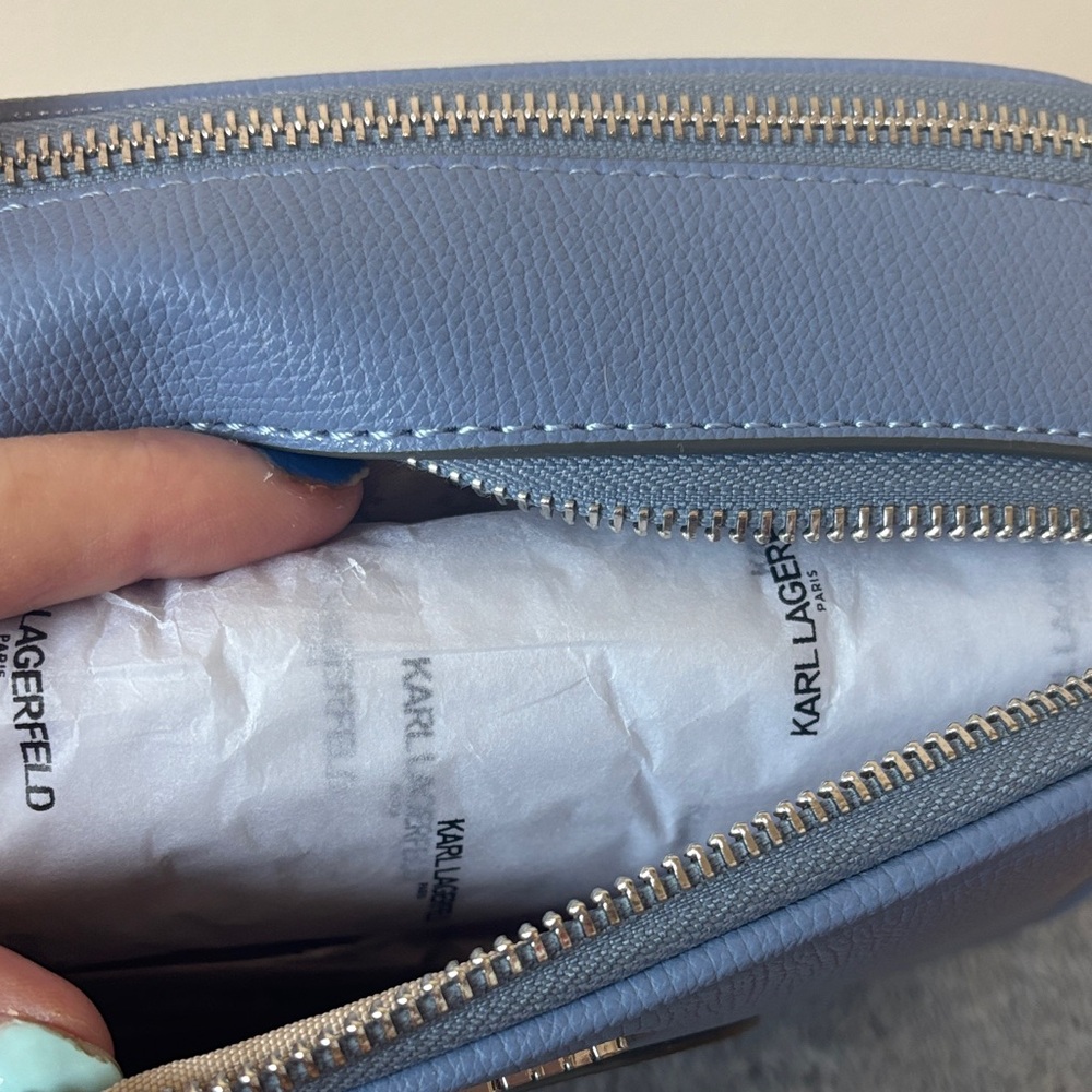 NWT Karl Lagerfeld Paris Maybelle Camera Crossbody bag - Blue Fog - Picture 7 of 16